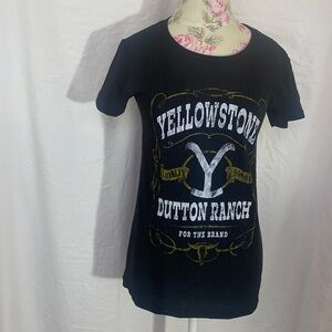 Yellowstone Dutton Ranch Screen Printed Tee Shirt Black Women M